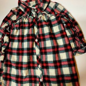 GAP 18-24 mo Dress. Button down plaid w ruffles